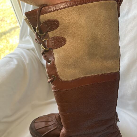Ugg Belcloud Duck Boot Tall Sheepskin Shearling Lined Size 6.5 37.5 Brown 1900 - Picture 8 of 16